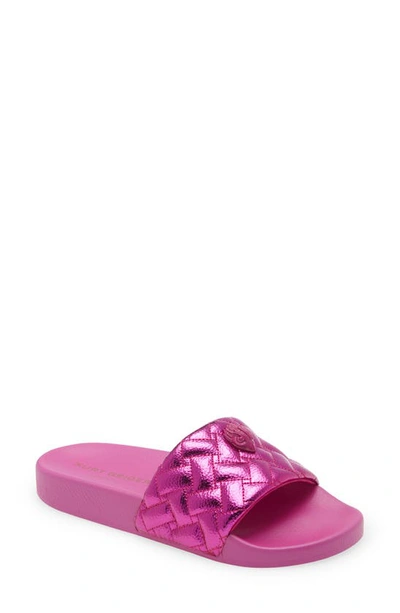 Kurt Geiger Women's Meena Eagle Drench Quilted Slide Sandals In Bright Pink