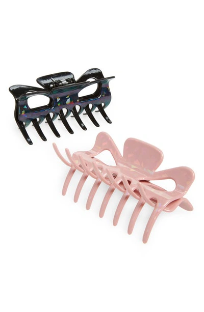 Tasha Assorted 2-pack Large Jaw Hair Clips In Pink Grey