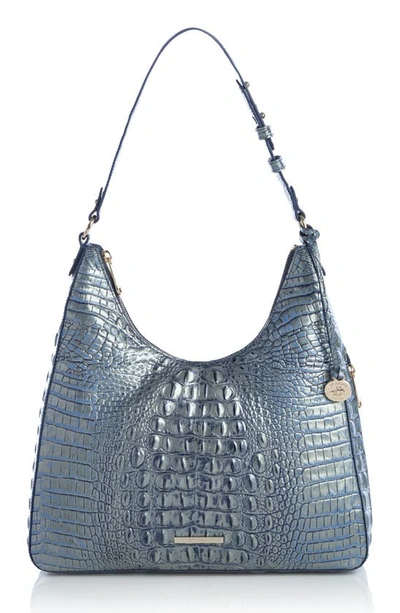 Brahmin Tabitha Croc Embossed Leather Shoulder Bag In Serenity
