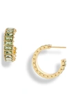 Short & Suite Baguette Crystal Eternity Hoop Earrings In Light Green