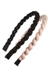 Tasha Assorted 2-pack Braided Headbands In Black Blush