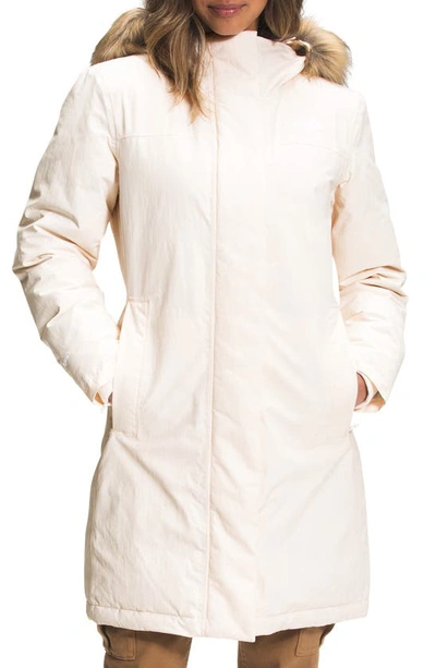 The North Face Arctic Waterproof 550-fill-power Down Parka With Faux Fur Trim In White