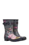 Joules Print Molly Welly Rain Boot In Navy Floral Stripe