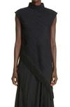 Proenza Schouler Asymmetric Fringed Crepe Top In Black