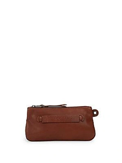 Longchamp Leather Zip Pouch In Brown