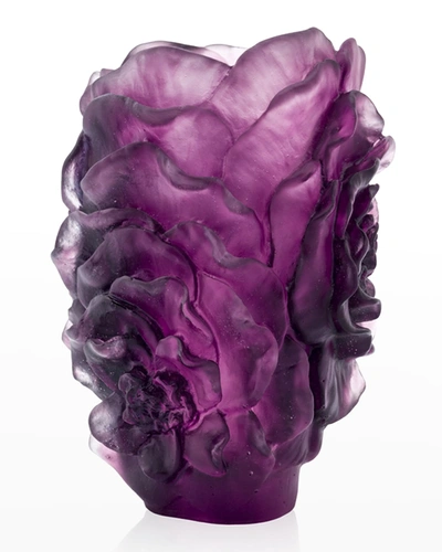 Daum Camellia Small Crystal Vase In Violet