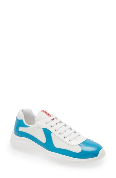 Prada Men's America's Cup Bicolor Trainer Sneakers In Azzuro Bianco