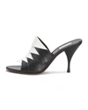 Alaïa 90mm Calf Leather Stitched Bicolor Mule Sandals In 991 Noirblanc