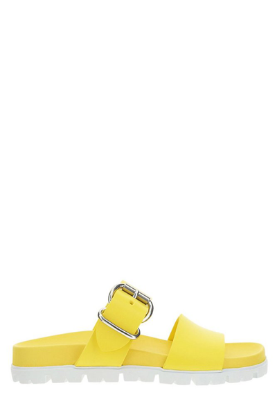Prada Fussbet 20mm Double Strap Sandals With Rubber Upper & Leather Sole