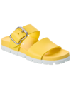 Prada Fussbet 20mm Double Strap Sandals With Rubber Upper & Leather Sole In Yellow