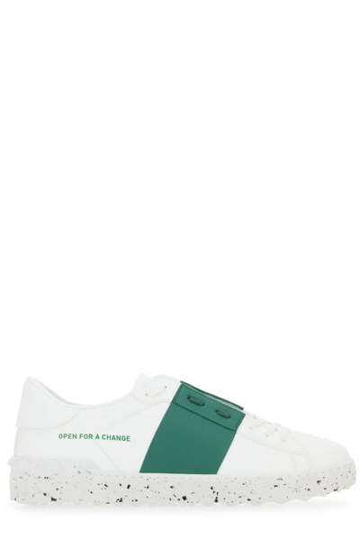 Valentino Garavani Open For Change Faux Leather Sneakers In White,green