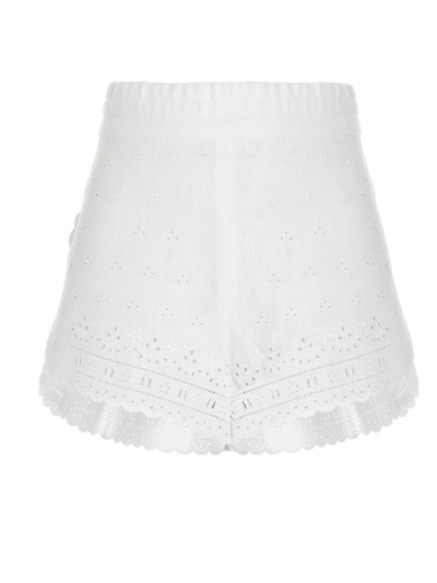 Dolce & Gabbana Broderie-anglais Flax Shorts In White
