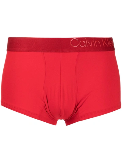 Calvin Klein Ck-waistband Low-rise Trunks In Red