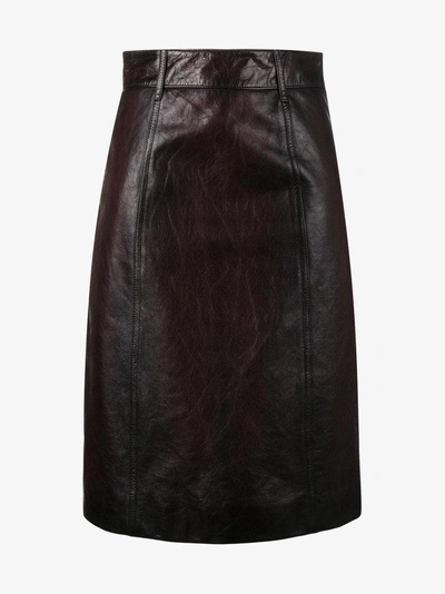 Prada Leather Pencil Skirt - Brown