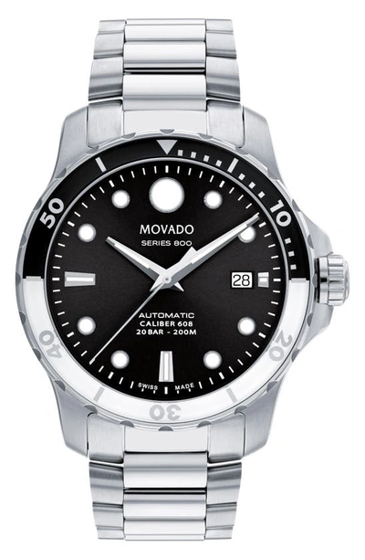 Movado Series 800 Automatic Bracelet Watch, 42mm In Black/silver