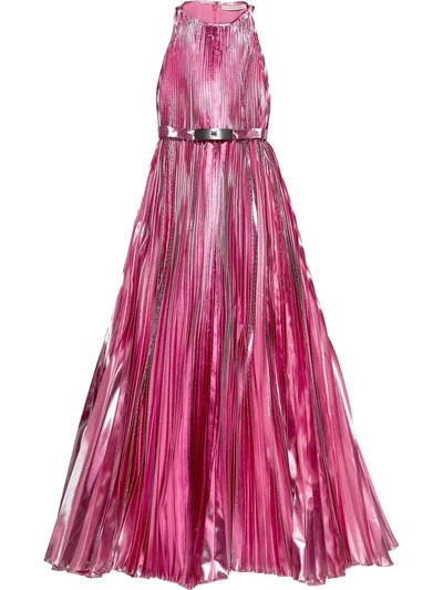 Christopher Kane Women's Crystal-embellished Pleated Satin Midi Dress In Pink