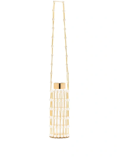 Vanina Jupon Pearl-embellished Water Bottle Bag In Gold