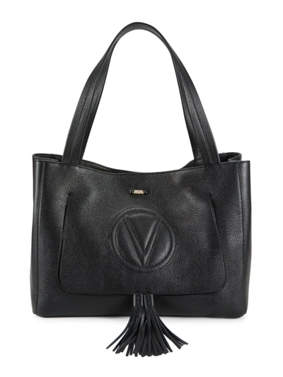 Valentino By Mario Valentino Women's Ollie Pebbled Leather Tassel Tote In Black