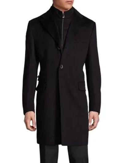 Corneliani Wool Double-layer Topcoat In Black