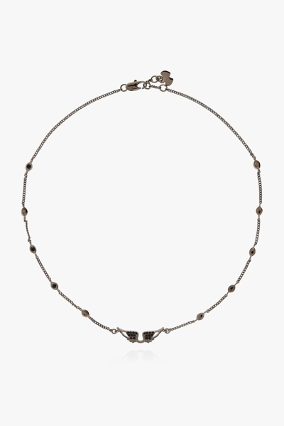 Zadig & Voltaire Rock Wing-embellished Necklace In Grau