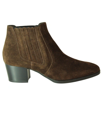 Tod's Coffee Suede Mid-heel Ankle Boots In Brown