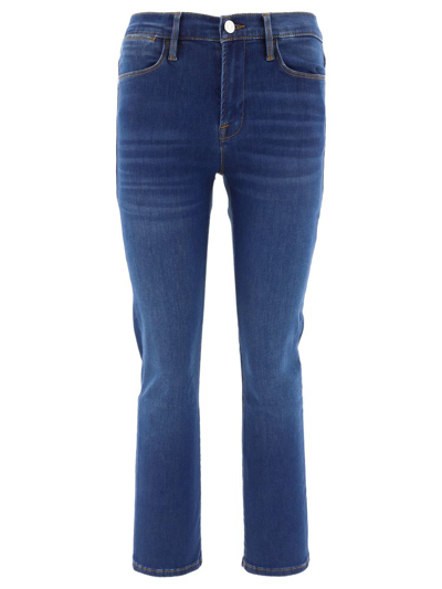 Frame Le High Straight Leg Cropped Jeans In Blue