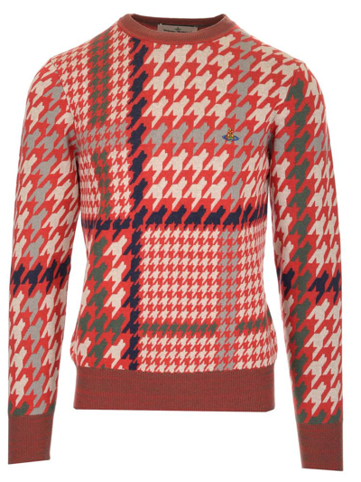 Vivienne Westwood David Checked Cotton And Wool-blend Jumper In Red