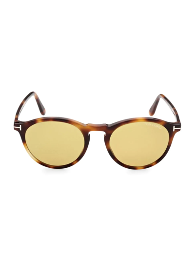 Tom Ford 52mm Polarized Round Sunglasses In Cool Havana/ Brown
