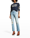 Mother The Hustler High Waist Fray Ankle Flare Jeans In Ropes End