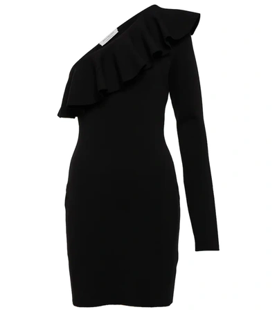 Philosophy Di Lorenzo Serafini Ruffle-trim One-shoulder Minidress In Black