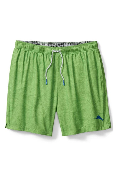 Tommy Bahama Naples Layered Leaves Swim Trunks In Spring Lime