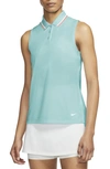 Nike Victory Dri-fit Sleeveless Polo In Light Dew/ Bright Mango/ White