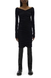 Helmut Lang Ruched Long Sleeve Body-con Dress In Black
