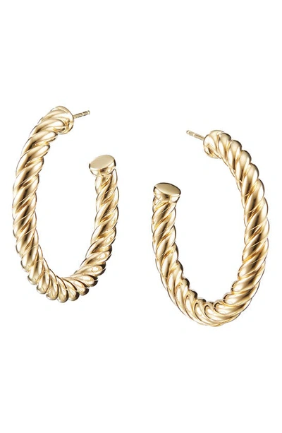 David Yurman Twist Hoop Earrings In 18k Yg
