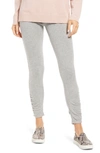 Hue Knit Ruched High Waist Leggings In Lt Grey Heather
