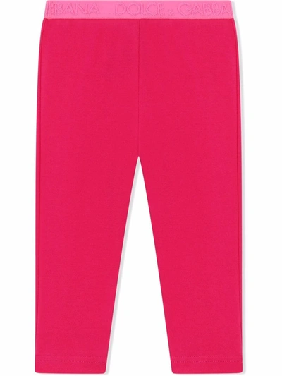 Dolce & Gabbana Kids Logo-waistband Leggings (3-30 Months) In Pink