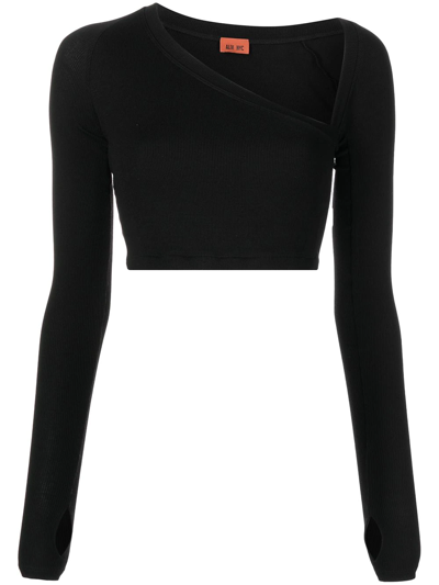 Alix Nyc Stratton Long-sleeved Crop Top In Black