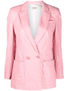 Zadig & Voltaire Visko Crushed Leather Double Breasted Jacket In Pink