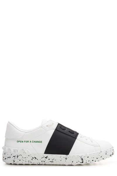 Valentino Garavani Open For A Change Text-print Faux-leather Low-top Trainers In White,black