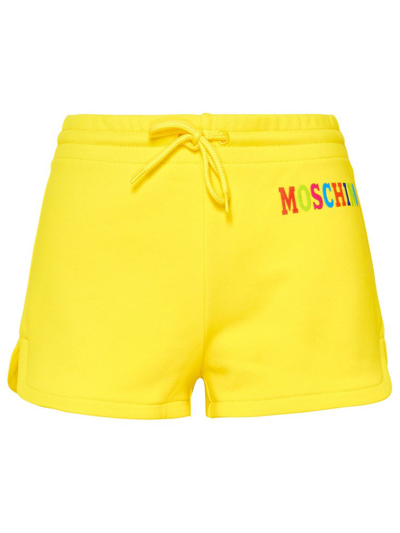 Moschino 彩色logo棉质短裤 In Yellow