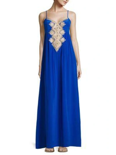 Lilly Pulitzer Kelsea Embroidered Silk Dress In Brilliant Blue ModeSens