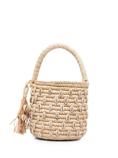 Alanui Irie Shell-embellished Woven Straw Tote In Beige