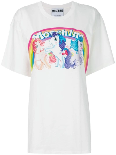 Moschino My Little Pony Capsule Print Logo Cotton Tee In White