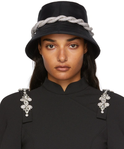 Kara Ssense Exclusive Black Nylon Crystal Bucket Hat