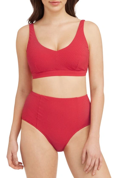 Sea Level Cup Bralette Swim Top In Red