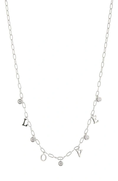 Nadri Love Shaky Station Necklace In Rhodium