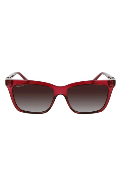 Ferragamo Gancini 54mm Rectangular Sunglasses In Crystal Wine