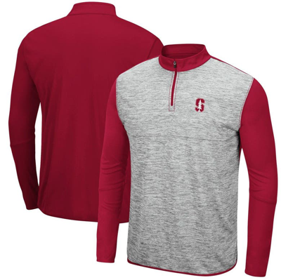 Colosseum Men's Heathered Gray, Cardinal Stanford Cardinal Prospect Quarter-zip Jacket In Heathered Gray,cardinal