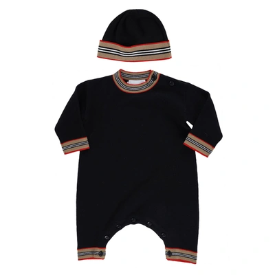 Burberry Kids' Amory Iconic Stripe Layette Set Black