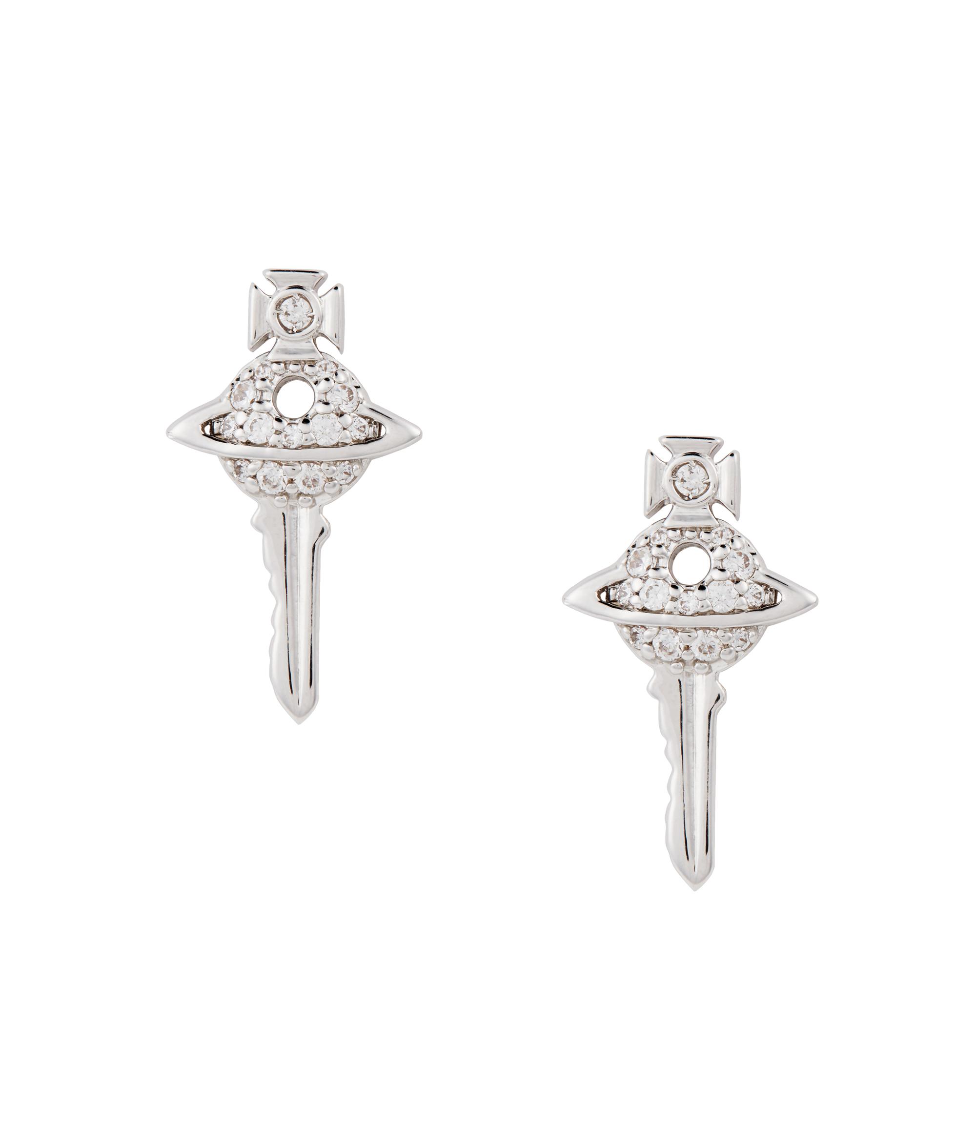 Vivienne Westwood Darianne Petite Key Earrings Silver In Cubic Zirconia